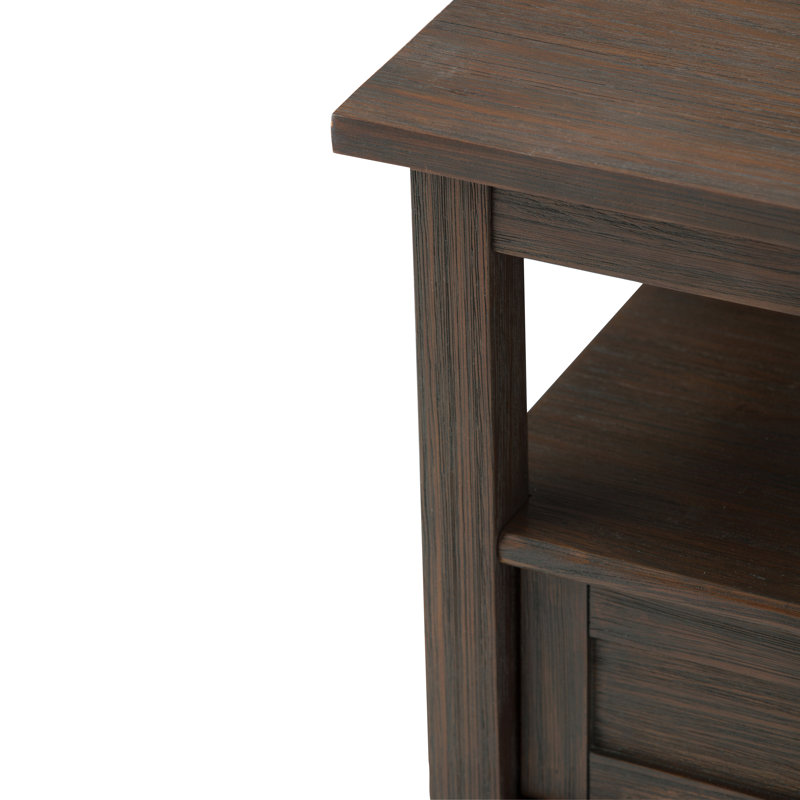 Farmhouse Brown Wood and Metal End Table with Storage
