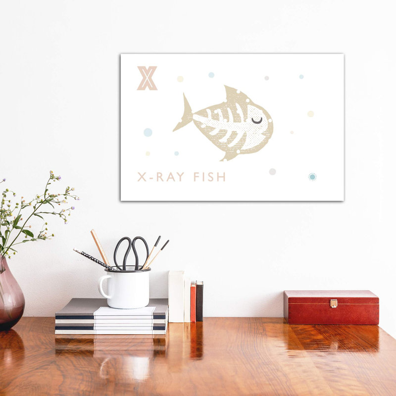 Xray Fish - imprimé, Toile tendue, Pas de tapis, H 40 po x l 60 po x 1,5 po