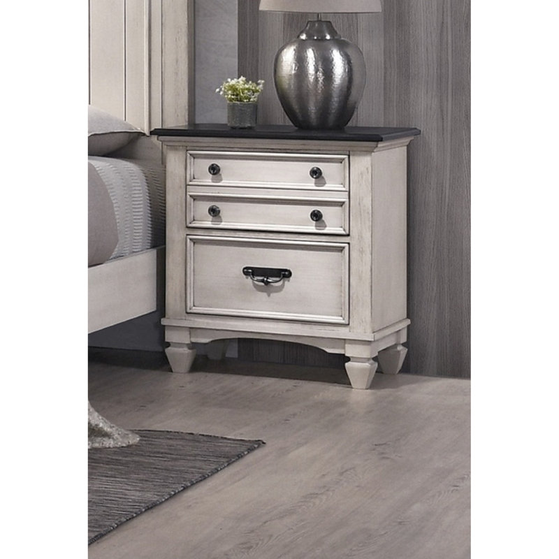 Magnifique table de chevet d'apparence bicolore et deux tiroirs pour l'organisation de la chambre à coucher: tiroirs de rangement, base en bois massif