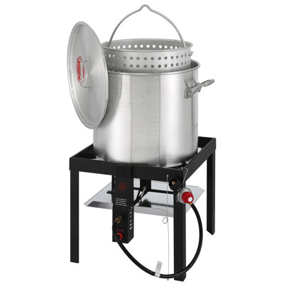 Feasto Heavy-Duty Propane Seafood Boiling Kit, Multifunctional Outdoor Propane Cooker with Perforated Basket, 60 QT Seafood Boiler for Backyard Feasts