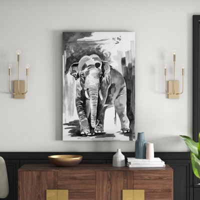Asian Elephant 1 Piece Wrapped Canvas Painting
