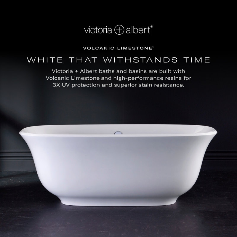 Vetralla 65" x 28" Freestanding Soaking Bathtub, Gloss White