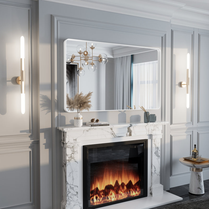 Miroir mural Aevar, 51 po x 30 po, Blanc mat