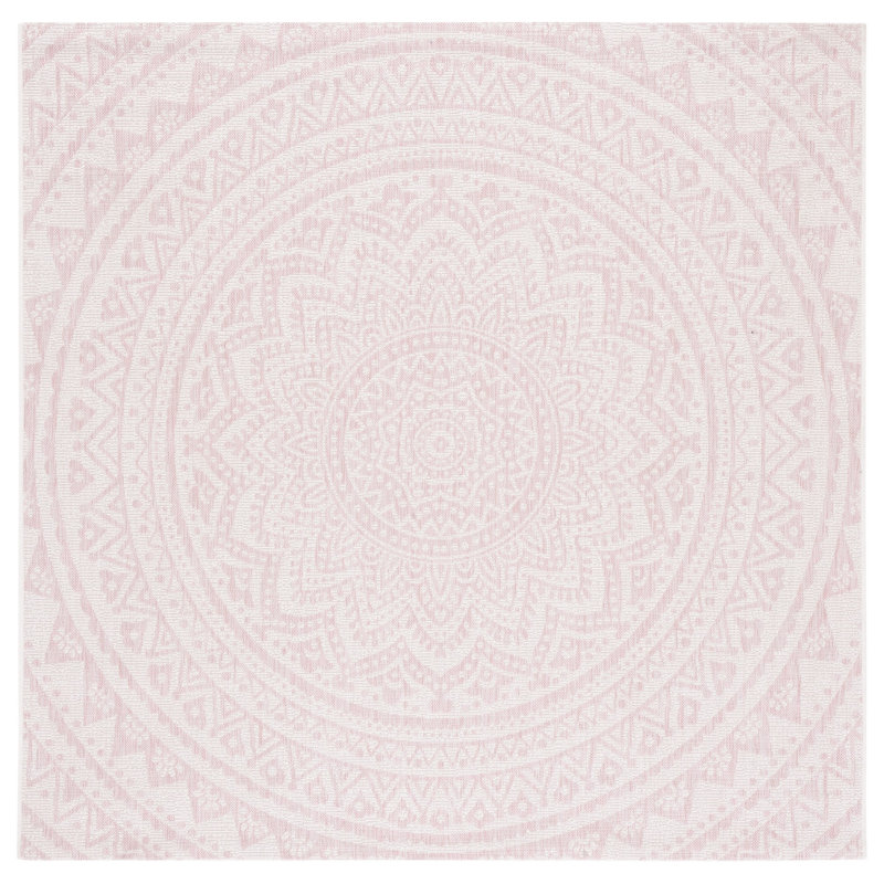 Tapis d'intérieur / extérieur à motif floral Courtyard Performance, Carré 6 pi 7 po