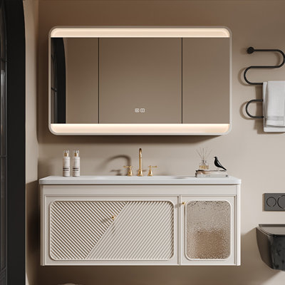 French minimalist retro style bathroom cabinet.