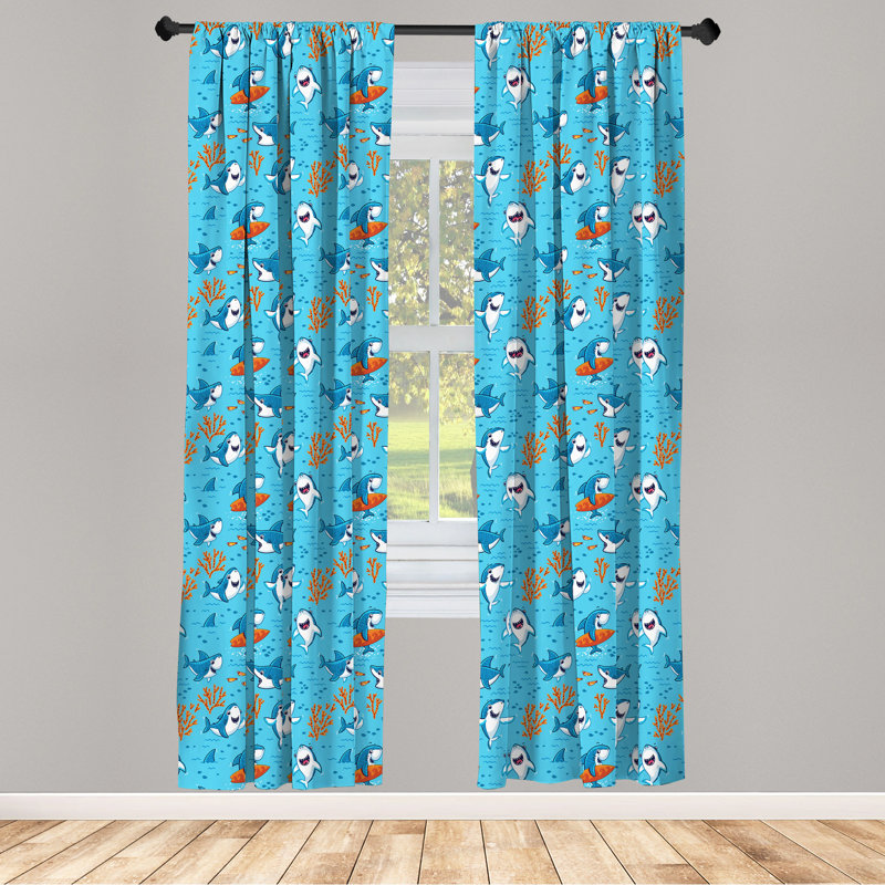 Shark Semi-Sheer Rod Pocket Curtain Panels, 28" x 63"
