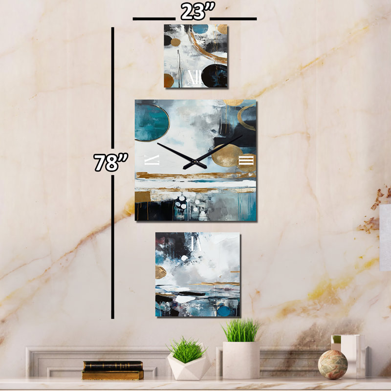Exploration de Boho Volume III - Horloge moderne à panneaux abstraits pour décor de salon