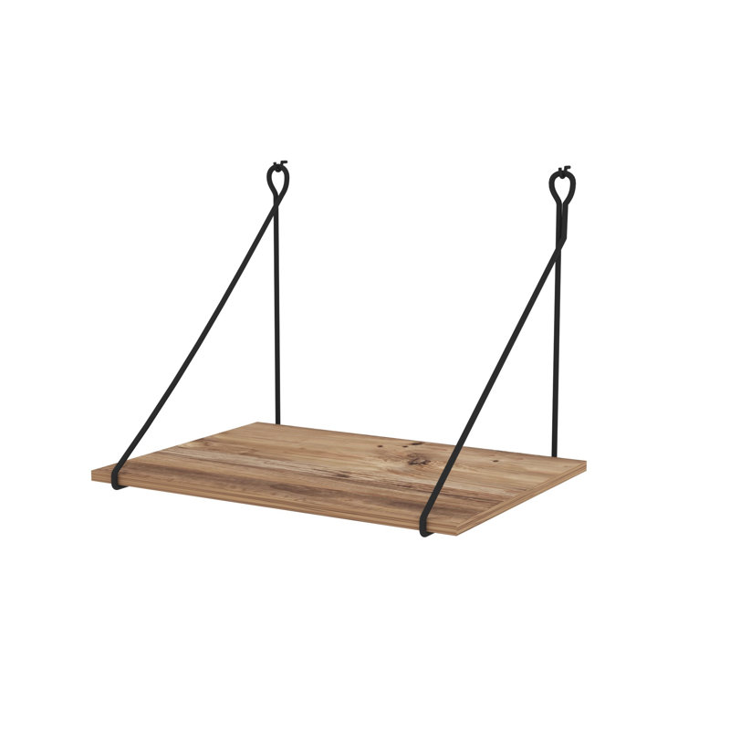 Industrial Study Desk with Wall-Mount Option, Walnut & Black, 27.6 x 19.7 x 19.7 inches | 100% Melamine Coated Particle Board, 0.7 inches Thick | Sturdy Metal Frame, Modern Design for Home Office & Workspace