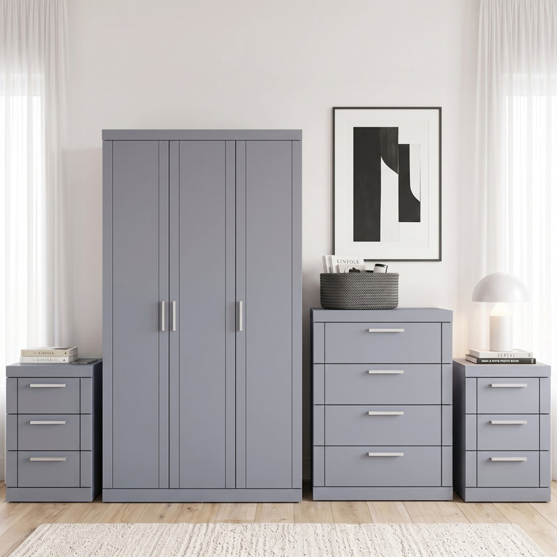 Kimberley 4 Piece Bedroom Set, Cool Grey