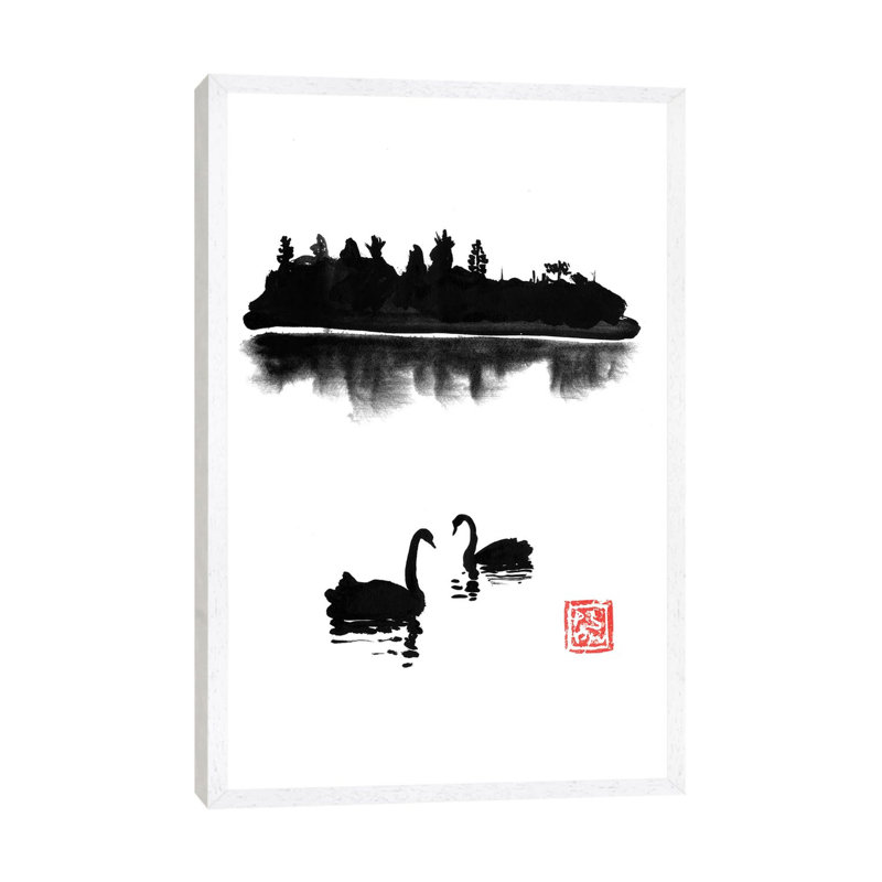 Swan Island by Péchane - Print on Canvas, 101.6 cm H x 66.04 cm W, White Framed