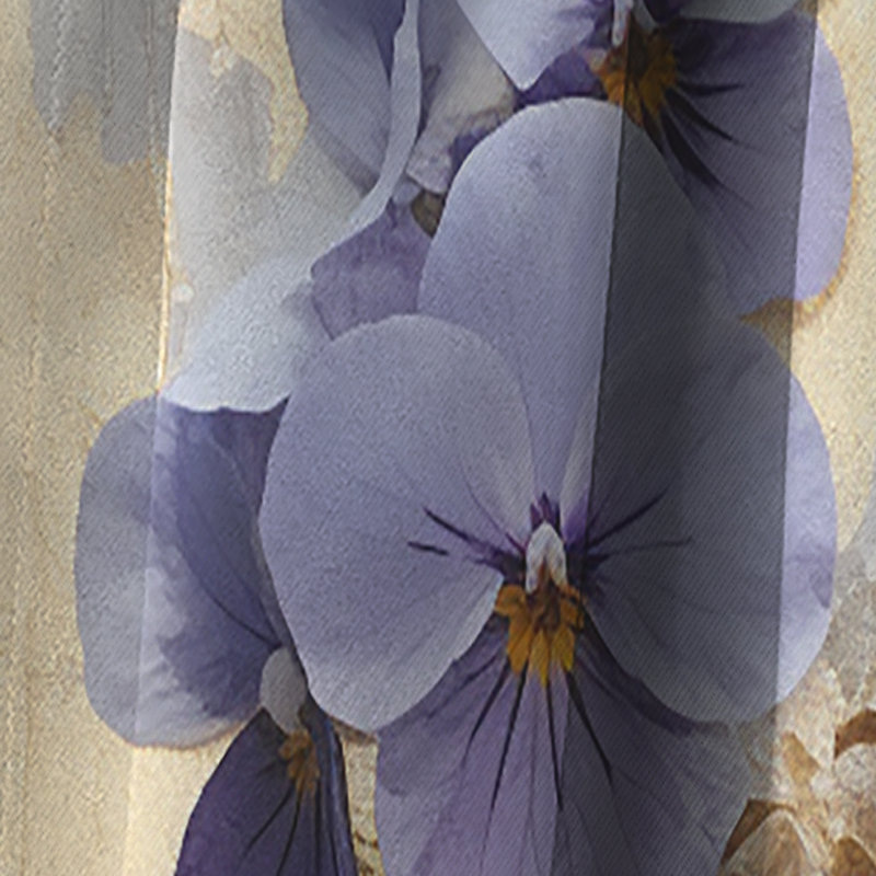 Beaury - Violets Floral Blackout Curtain - 1 Panels, 52" W x 84" L