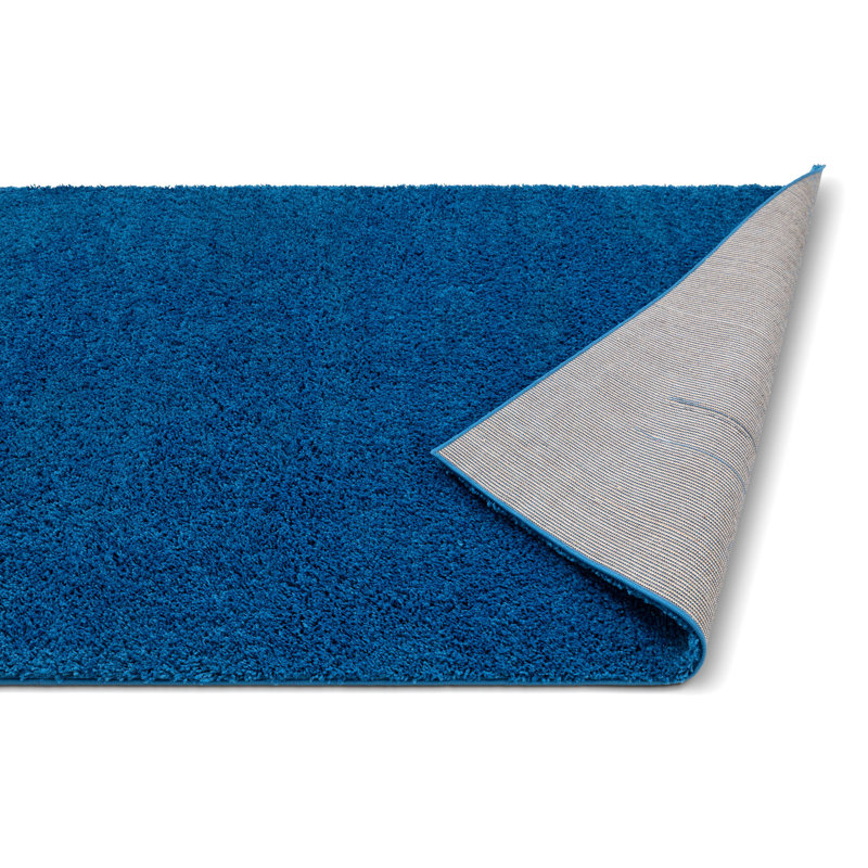 Dark Blue Luxe Shag Rectangular Area Rug 63"L x 47"W