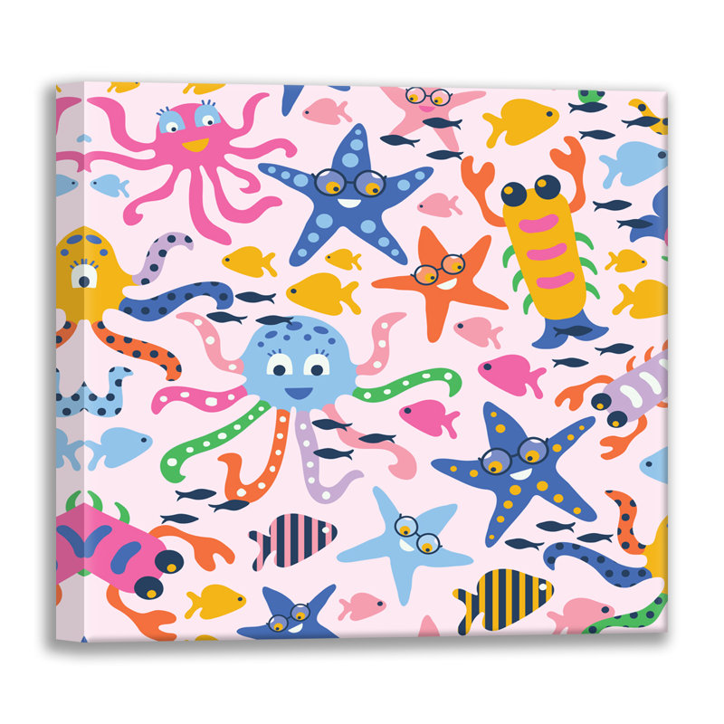 Cute Underwater Happy Kids 3 -Giclee on Gallery Wrapped Canvas by Roochita Chachra, 24" H x 24" W