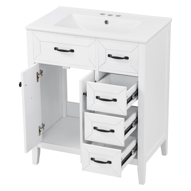 Meuble-lavabo 3 tiroirs 3 tiroirs avec lavabo en céramique