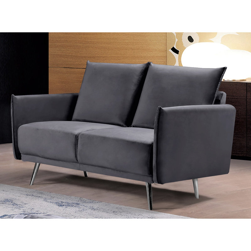 Causeuse en velours 50,8 po Kinlyn, Velours gris