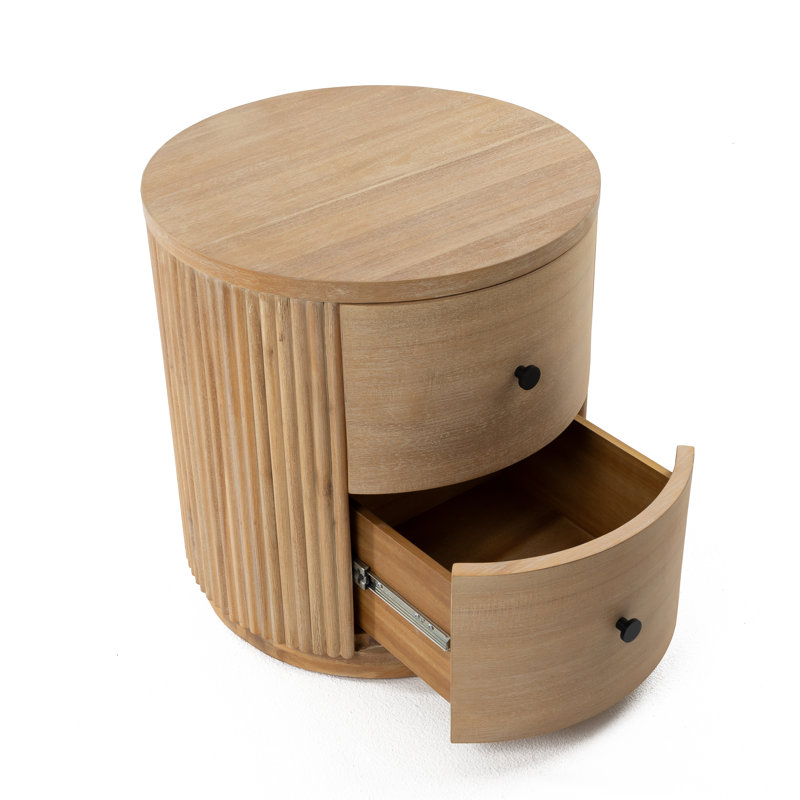Fitzroy - Table de chevet moderne en acacia naturel