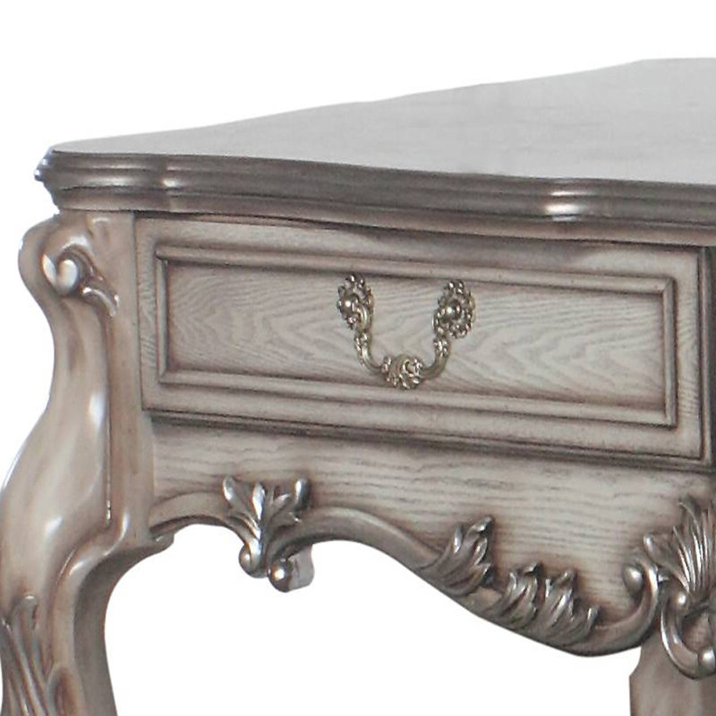 Table basse avec rangement 4 pieds Chalmers, Blanc os rétro