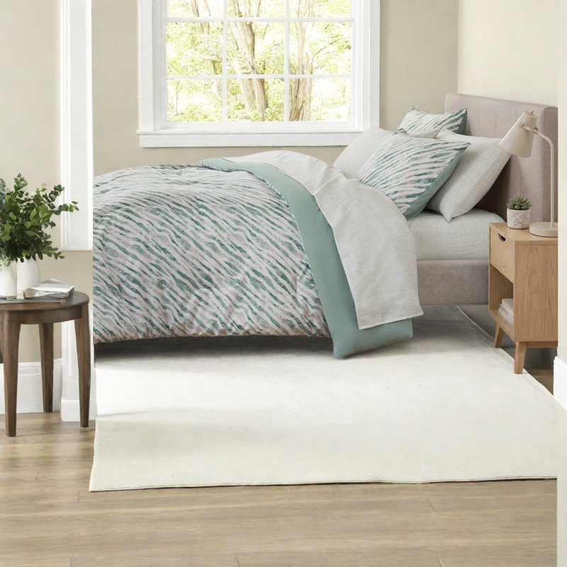 Ensemble de literie Queen 2 pièces, couette verte en polyester, style moderne