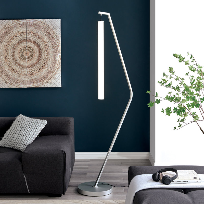 Calon 70'' LED Arched Floor Lamp, Silver