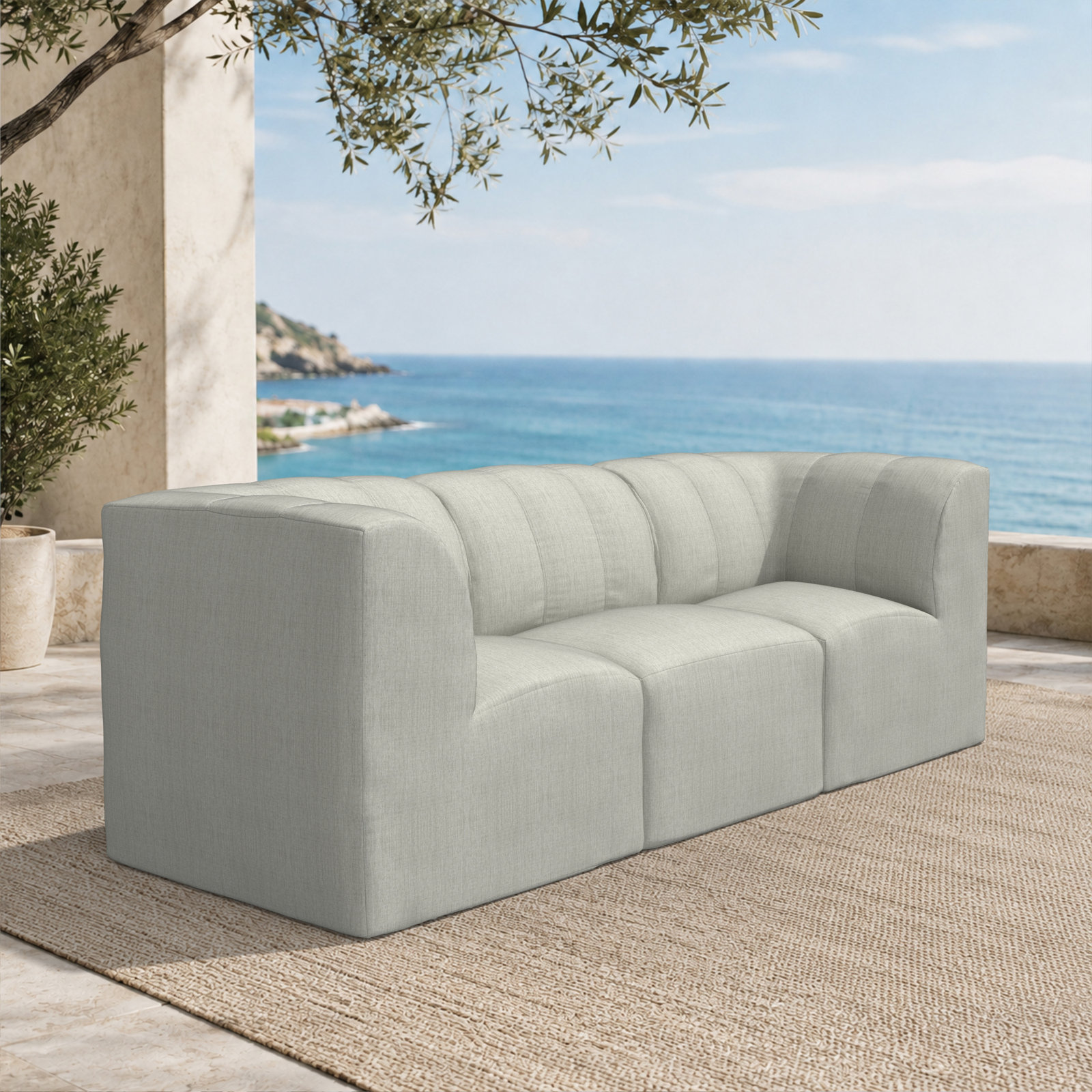 Praia 3-Person Sunbrella® Patio Seating Group, Canvas Granite Sunbrella® Canvas