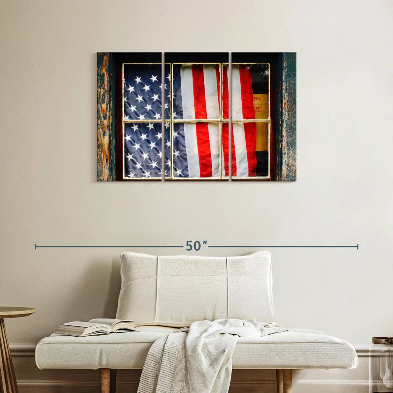 Borges American Flag On Window, 24" H x 38" W