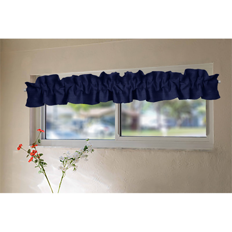 Ruffled Window Valance, 120" W x 9" L, Navy