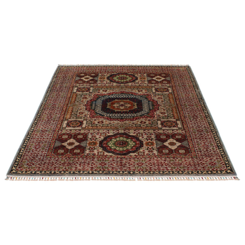 5x7 Ivory and Light Grey Turkish Tribal Rug