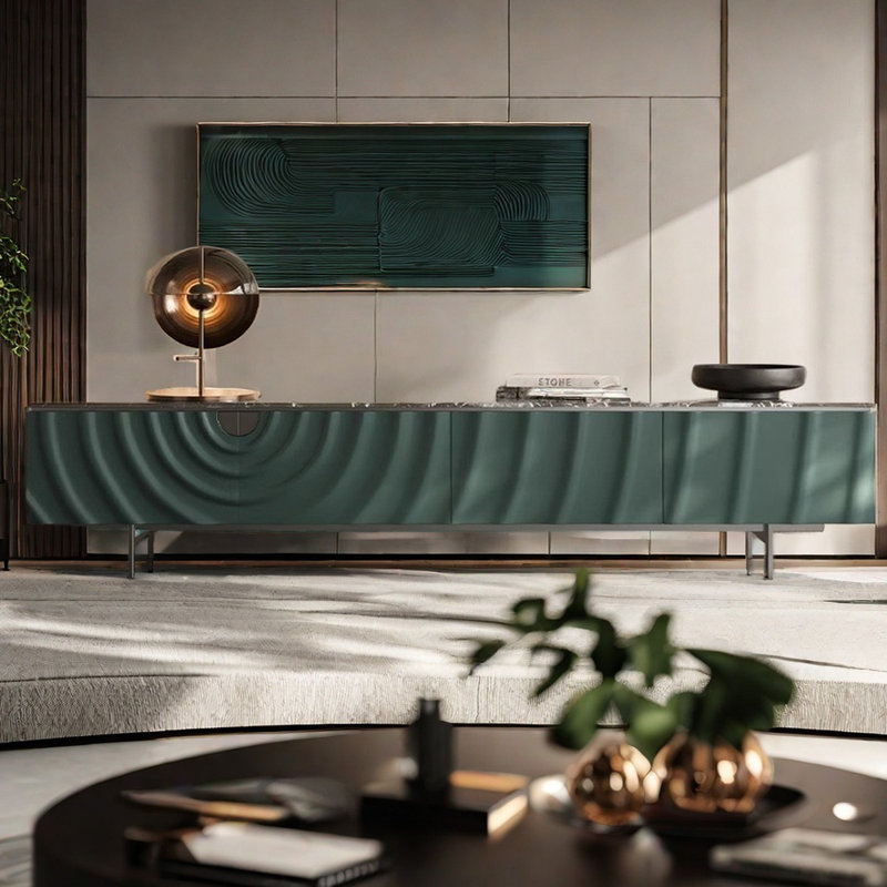 Light luxury marble high sense TV cabinet, 17.71" H x 94.48" L x 15.74" W