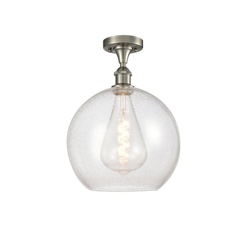 Plafonnier semi-encastré 1 lumière, H 16,38 po x l 11,75 po x P 11,75 po, Ampoule non incluse, Nickel satiné brossé