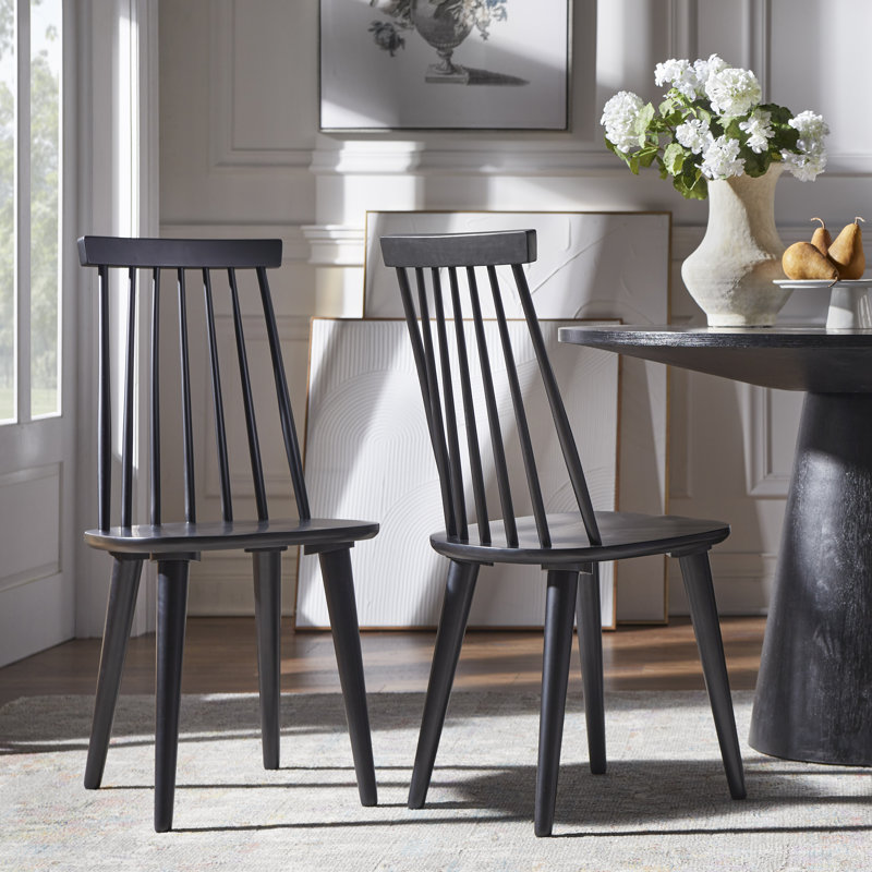 Beckley 18'' H Solid Wood Side Chair, Black