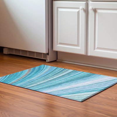 Premium Machine Washable Cerrito AMF585 Teal Rug