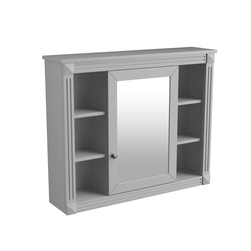 Armoire de rangement murale de salle de bain 35 po x 28 po, armoire à pharmacie, armoire de salle de bain moderne avec miroir, armoire à miroir avec 6 tablettes ouvertes