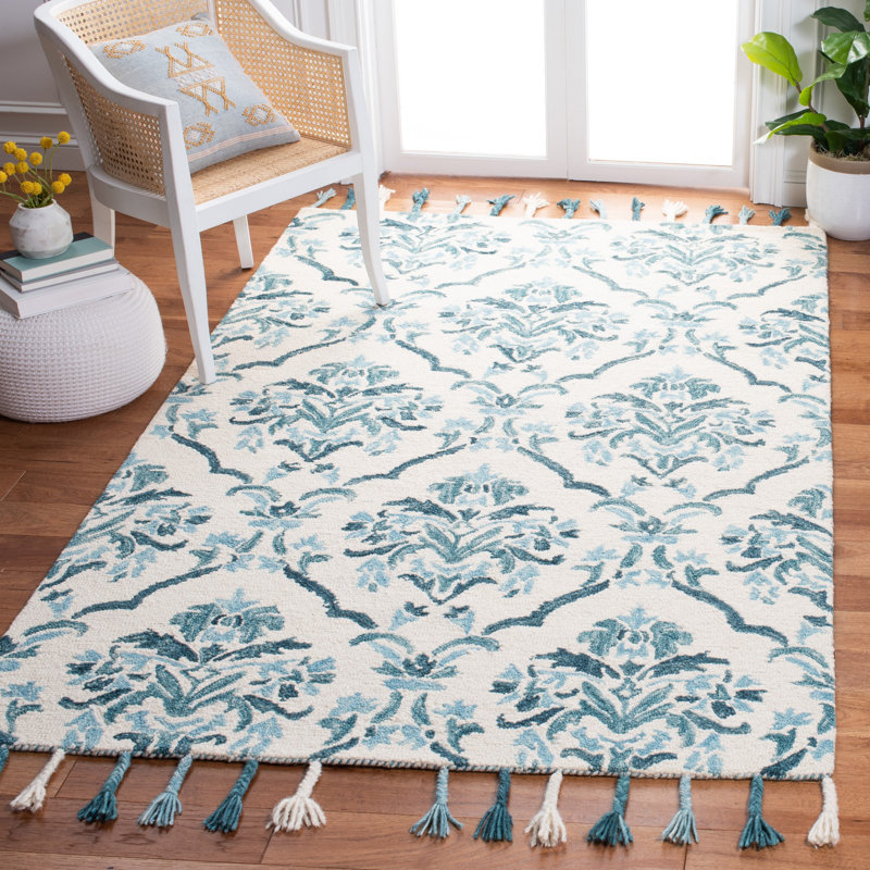 Tapis géométrique en laine crocheté à la main Guzi, Rectangle de 5 pi x 8 pi