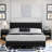 3-Piece Bedroom Set, Upholstered Bed with 2 Nightstands with 3 Drawers&USB Charging,Compact Size Doubles as Side Tables-922710697-921036346