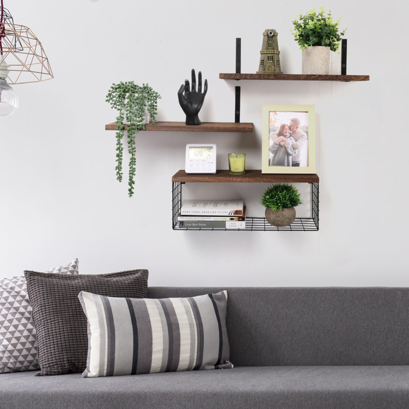 Ryne 3 Piece Accent Shelf, Brown