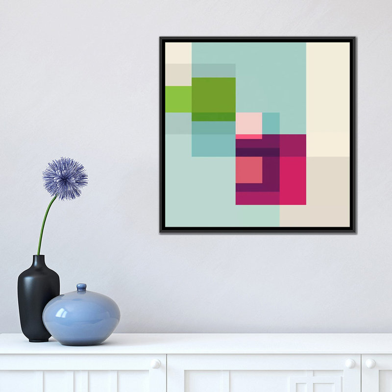 « unfolding élégance », impression sur toile tendue, H 18 po x l 18 po x P 1,5 po, Toile avec cadre noir, Pas de tapis