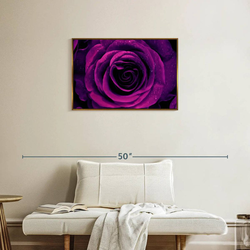 Dewy Purple Rose, Floating Frame Gold, 31" X 21"