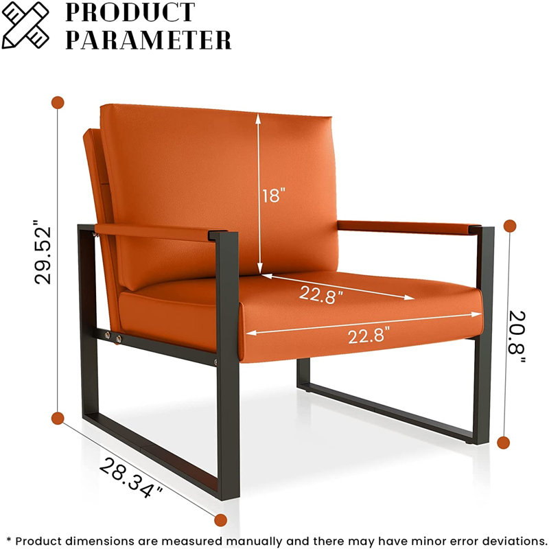 Carlean Faux Leather Armchair, Orange Faux Leather
