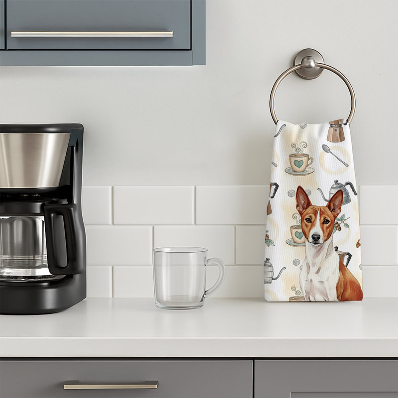 Serviette de cuisine rouge et blanche Basenji, Basenji rouge et blanc