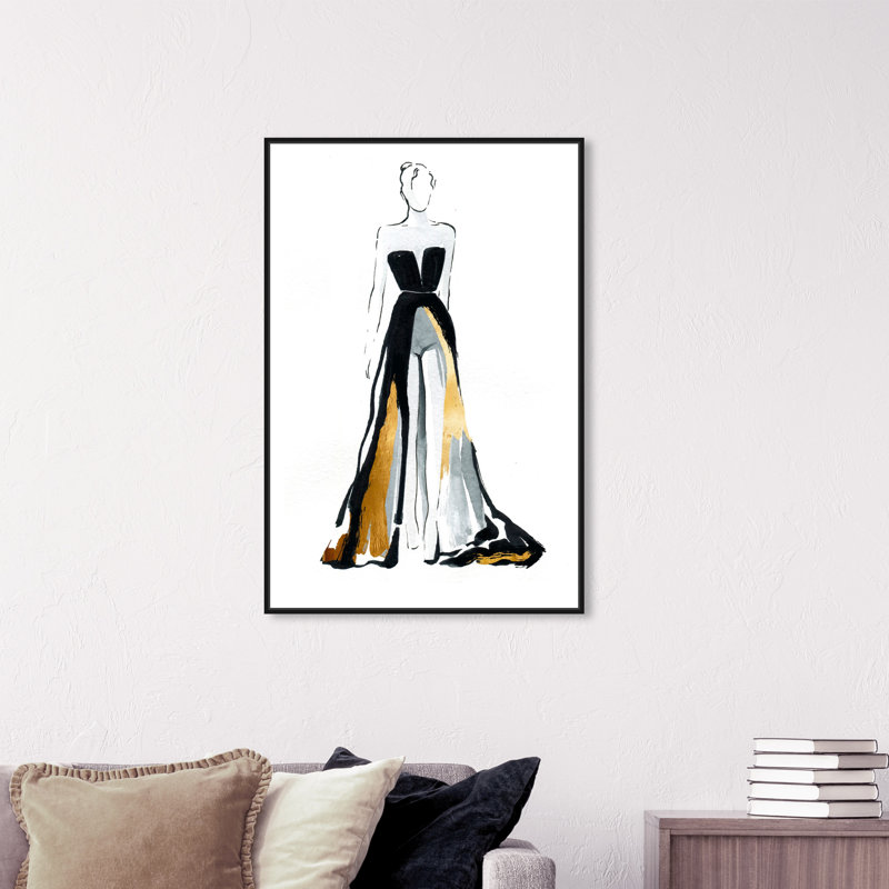 Fashion and Glam Fashionista II - impression, H 36 po x l 24 po, Cadre flottant noir