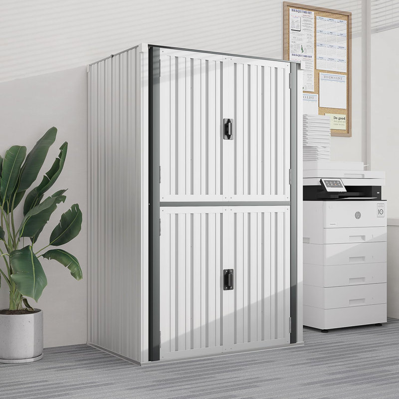 Remise de rangement d'extérieur imperméable avec tablettes, Gris