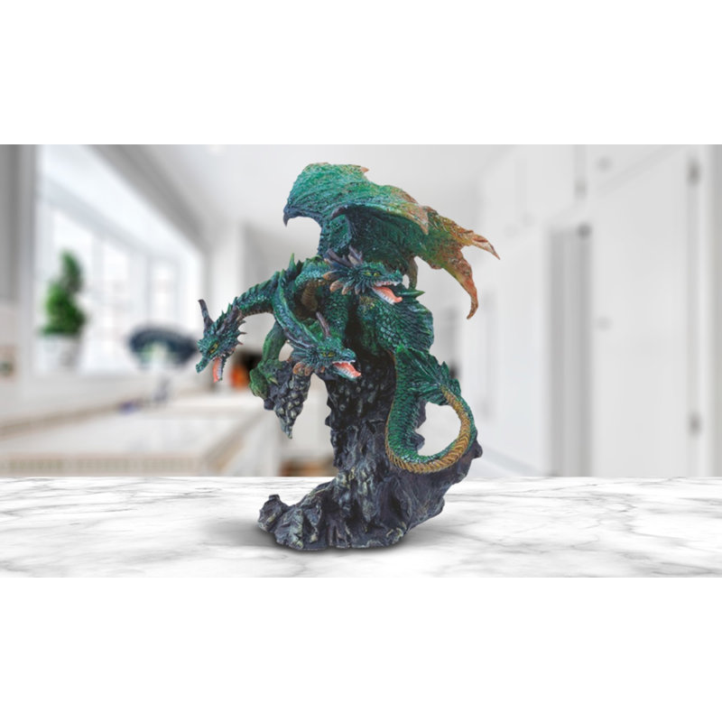 Figurine de dragon vert à trois têtes Dekon