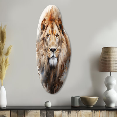 Photographie de portrait de lion - Décoration murale irrégulière en métal en forme de lion