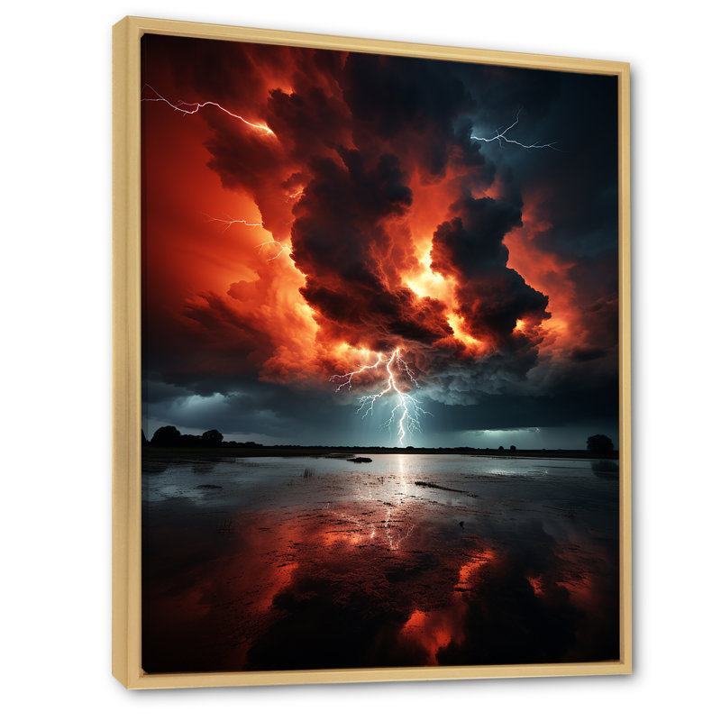 Laveya Orange Storms Thunderous Silence II, reproduction d'art sur toile, H 32 po x l 24 po x P 1 po, Cadre naturel flottant