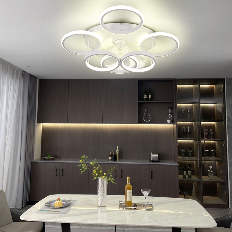 Cashon 63cm 7 - Blade Dimmable LED Ceiling Fan with Remote Control and APP, White