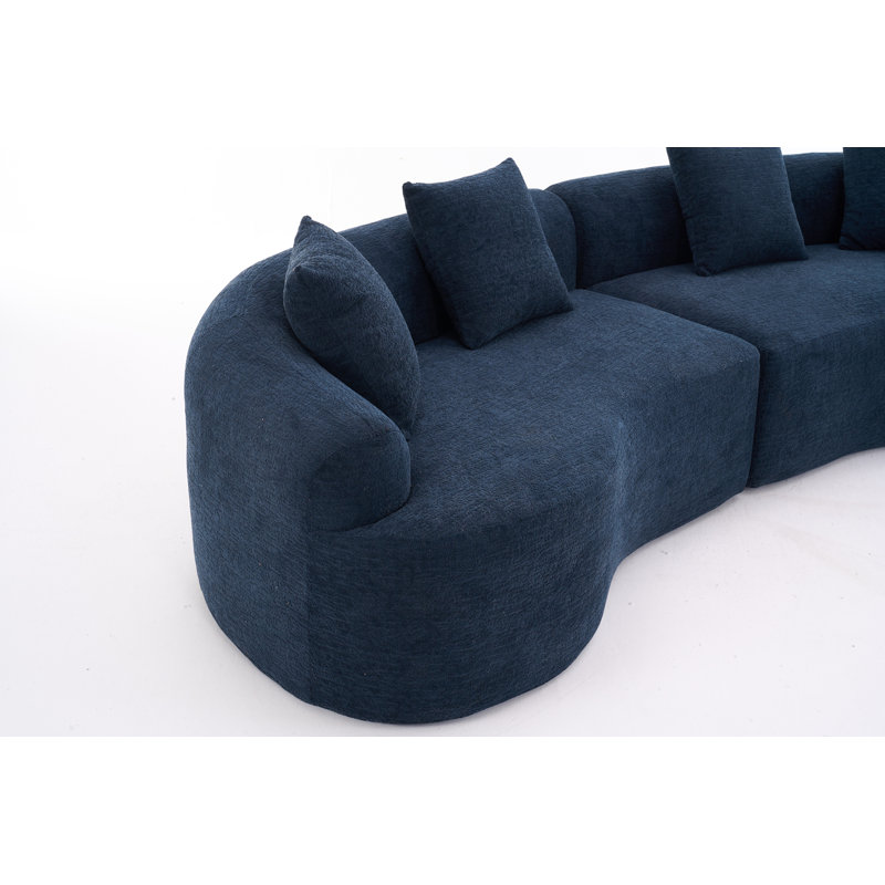 Canapé modulaire incurvé modulaire avec éponge à compression haute densité et revêtement en chenille pour les espaces de vie compacts.