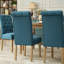 Lot de 2 chaises de salle à manger bleues en bois massif - Excellent revêtement, élégantes et confortables.