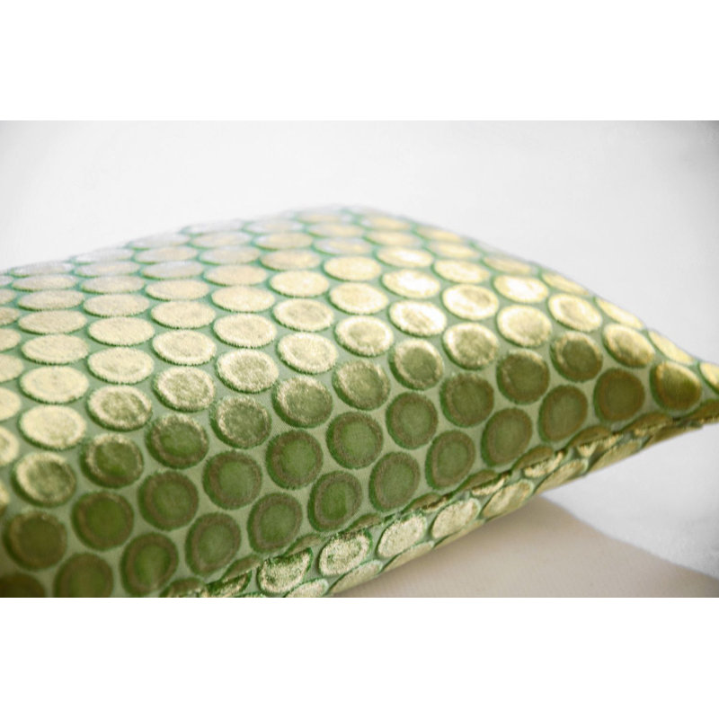 Dots Square Velvet Pillow Cover & Insert, Grass, 20"H x 20"W