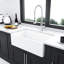 Tablier 30 po - Évier de cuisine avant blanc fabriqué en céramique, option d'installation réversible disponible, grille de vaisselle en acier inoxydable 304 et crépine, surface résistante aux éclats