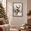 Art mural sur toile, cerf brun avec couronne de vacances et gui de Noël-1375989964